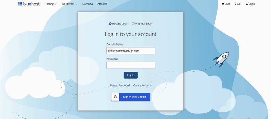 bluehost hosting new password
