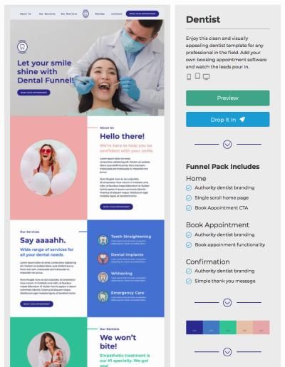landing page examples dentist template