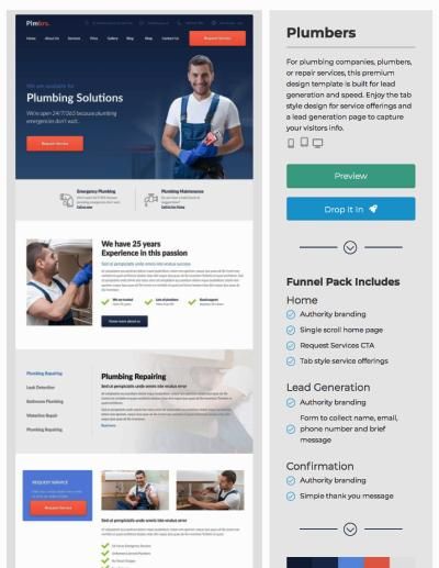 landing page examples plumber template