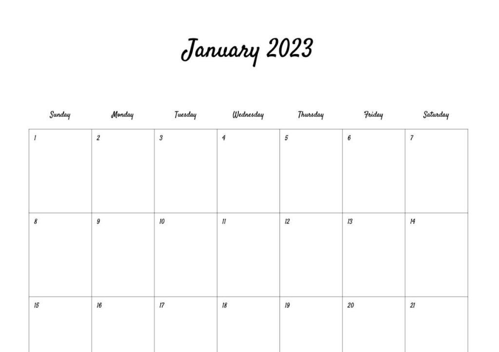 print blank calendar