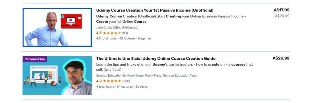 passive income creating courses