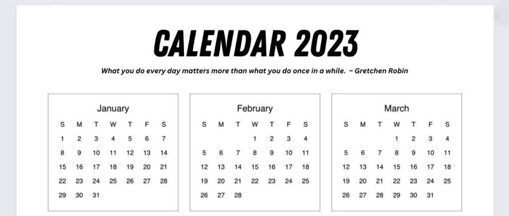 2023 printable calendar free