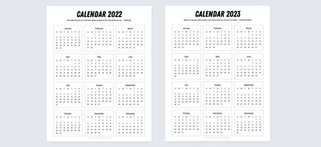free printables calendars