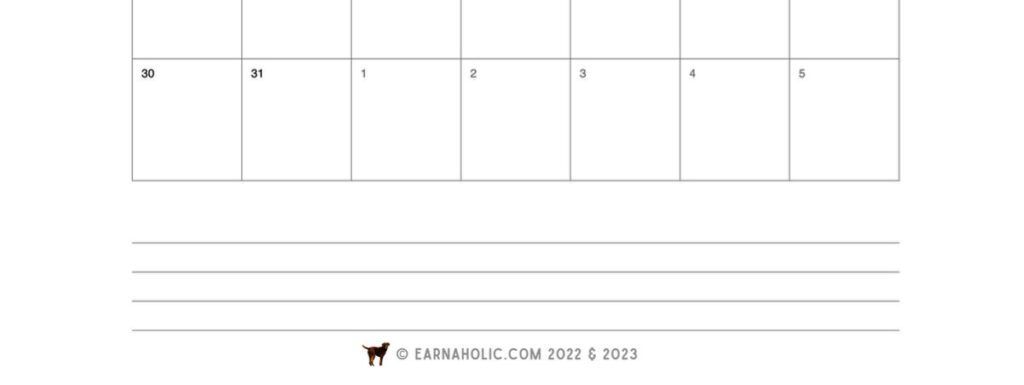 printable 2022 calendar with notes